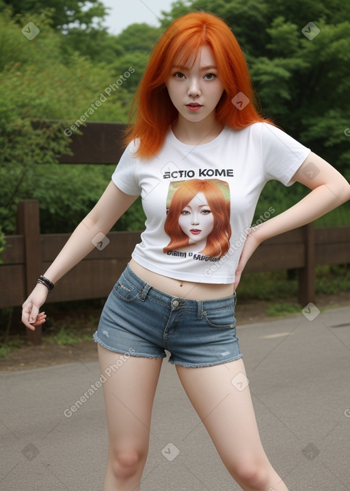 Korean adult female with  ginger hair