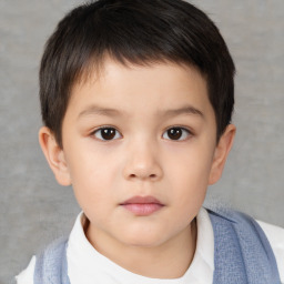 Neutral white child male with short  brown hair and brown eyes