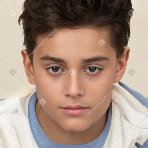 Neutral white child male with short  brown hair and brown eyes