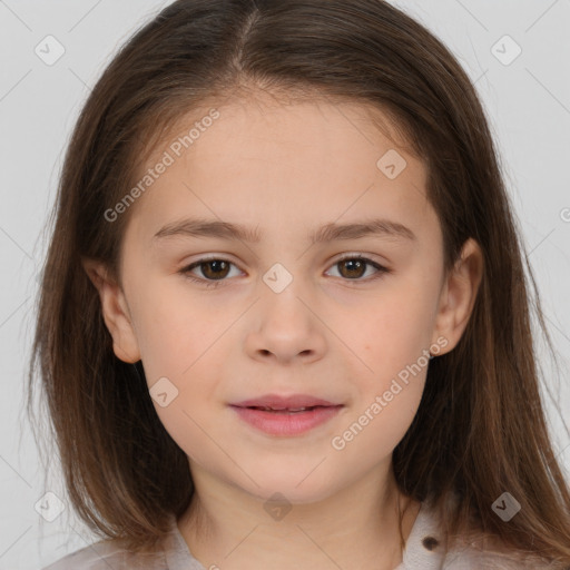 Neutral white child female with medium  brown hair and brown eyes