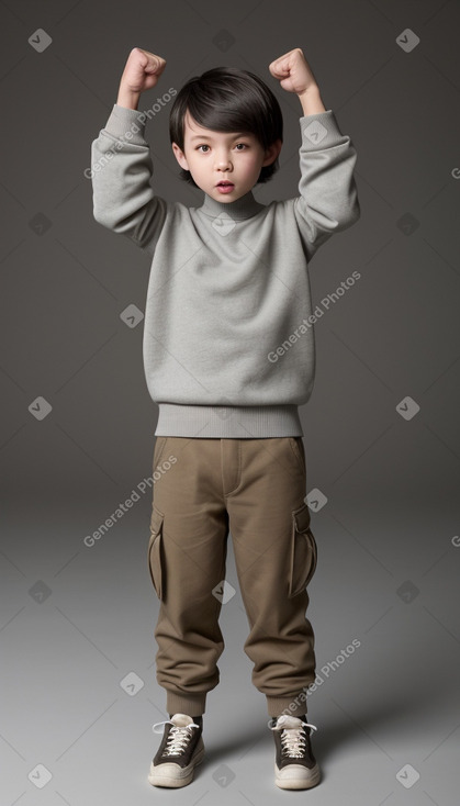 Chinese child boy with  gray hair