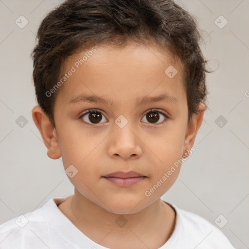 Neutral white child male with short  brown hair and brown eyes