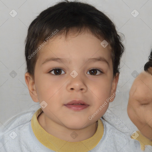 Neutral white child male with short  brown hair and brown eyes