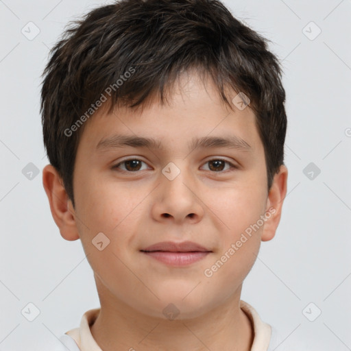 Neutral white child male with short  brown hair and brown eyes