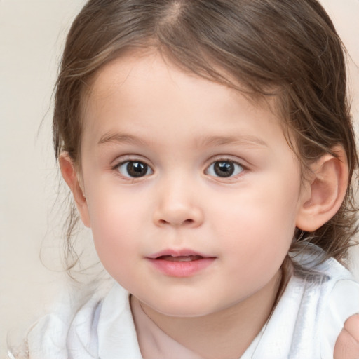 Neutral white child female with medium  brown hair and brown eyes