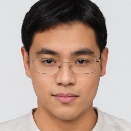 Neutral asian young-adult male with short  brown hair and brown eyes