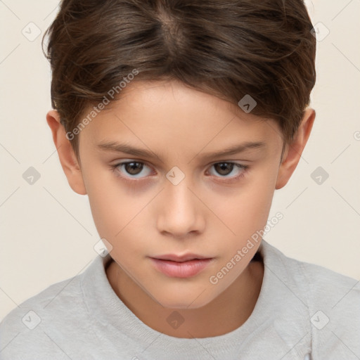 Neutral white child female with short  brown hair and brown eyes