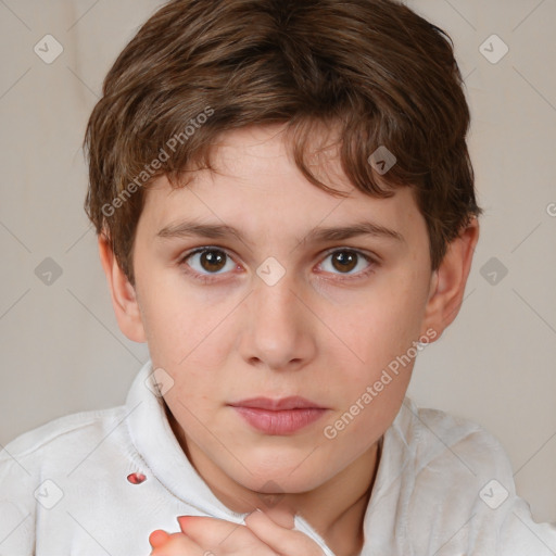 Neutral white child female with short  brown hair and brown eyes