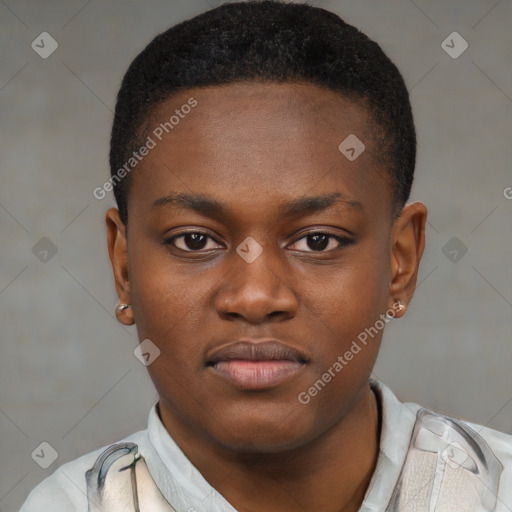 Neutral black young-adult male with short  brown hair and brown eyes