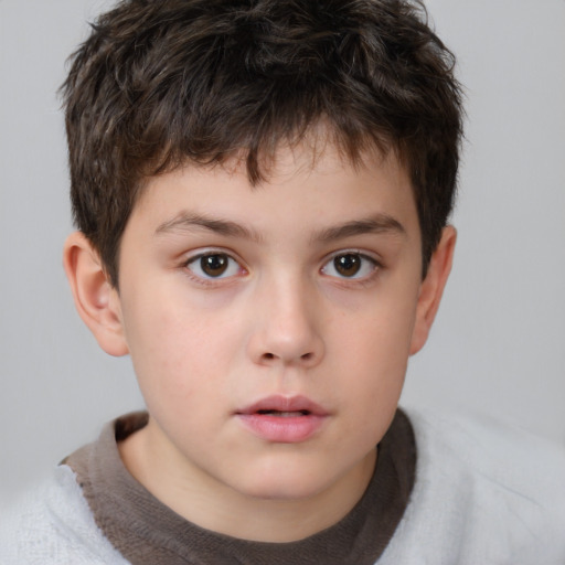 Neutral white child male with short  brown hair and brown eyes