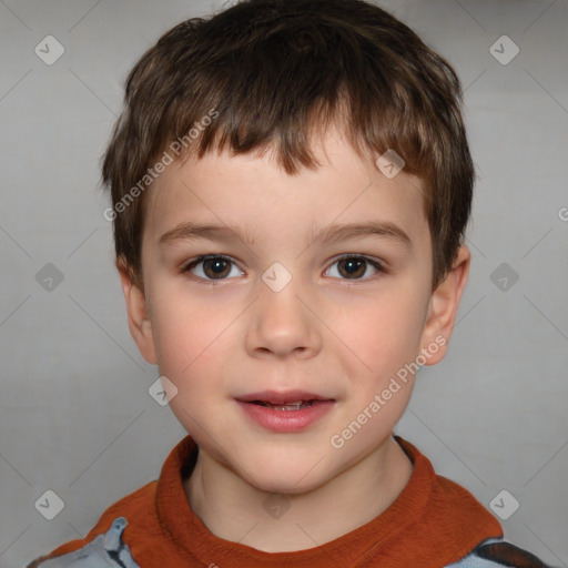 Neutral white child male with short  brown hair and brown eyes