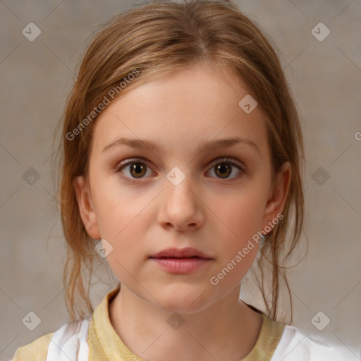 Neutral white child female with medium  brown hair and brown eyes