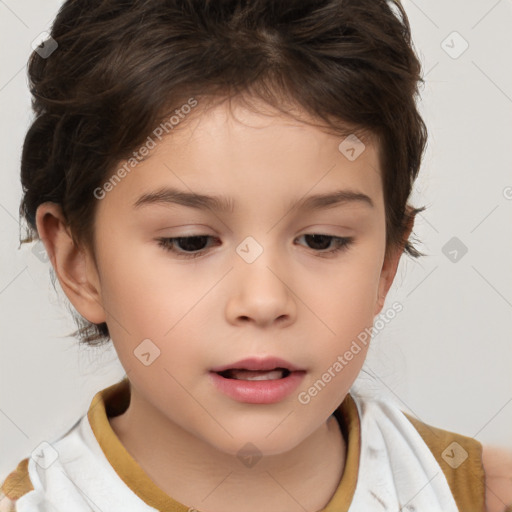 Neutral white child female with medium  brown hair and brown eyes