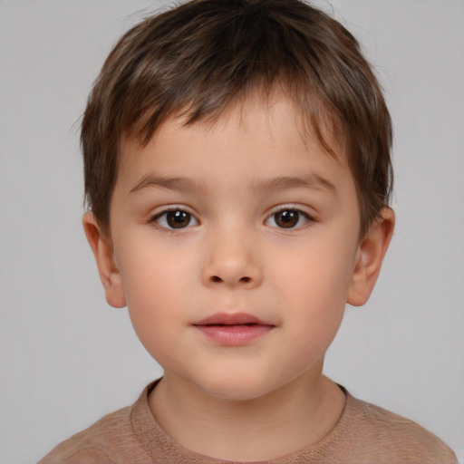 Neutral white child male with short  brown hair and brown eyes