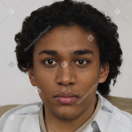 Neutral black young-adult male with short  brown hair and brown eyes