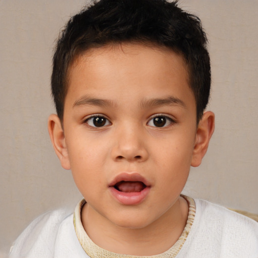 Neutral white child male with short  brown hair and brown eyes