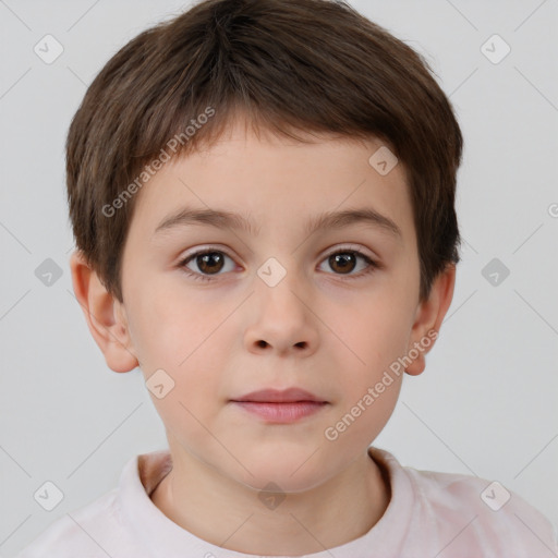 Neutral white child male with short  brown hair and brown eyes