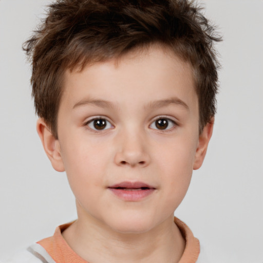 Neutral white child male with short  brown hair and brown eyes