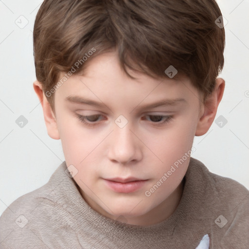 Neutral white child male with short  brown hair and brown eyes