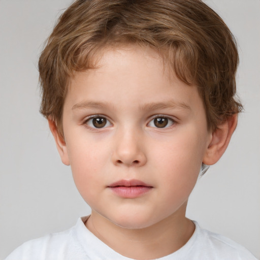 Neutral white child male with short  brown hair and brown eyes