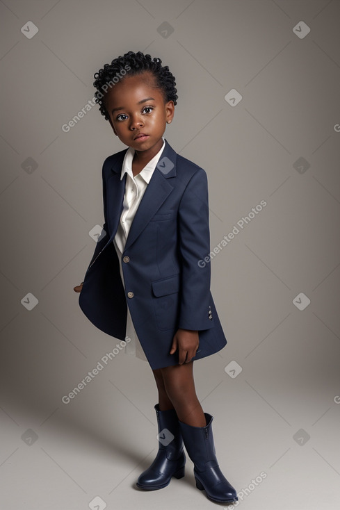 African american child female with  white hair