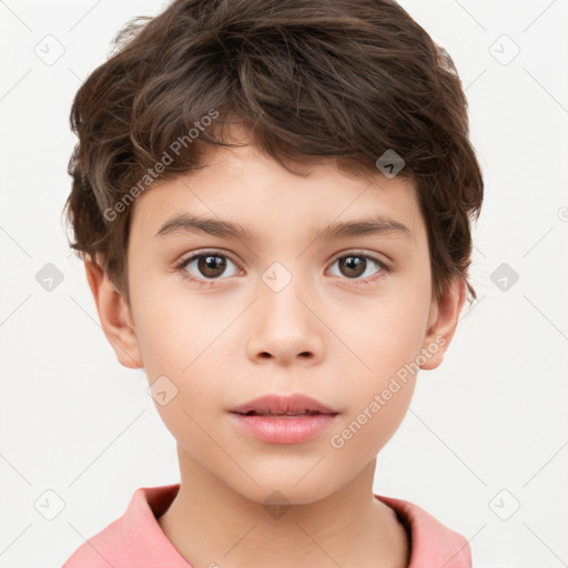 Neutral white child male with short  brown hair and brown eyes