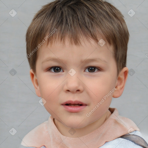 Neutral white child male with short  brown hair and brown eyes