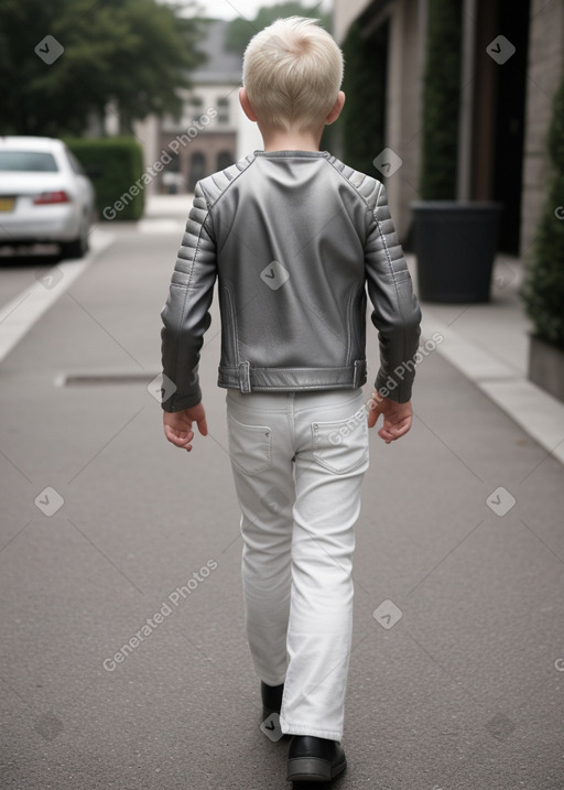 Caucasian child male with  gray hair