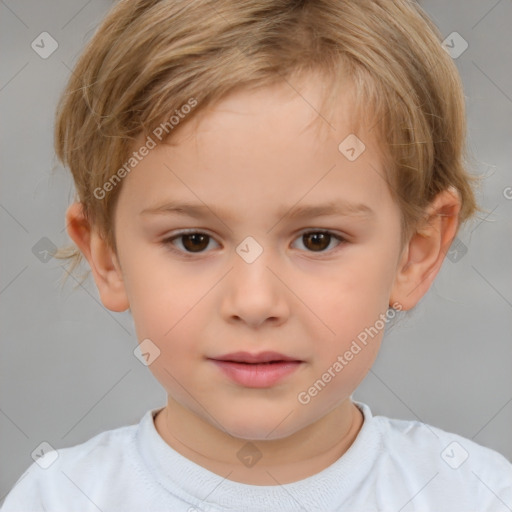 Neutral white child male with short  brown hair and brown eyes