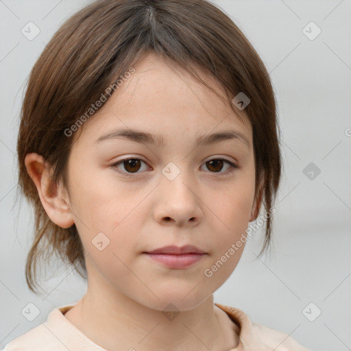 Neutral white child female with medium  brown hair and brown eyes