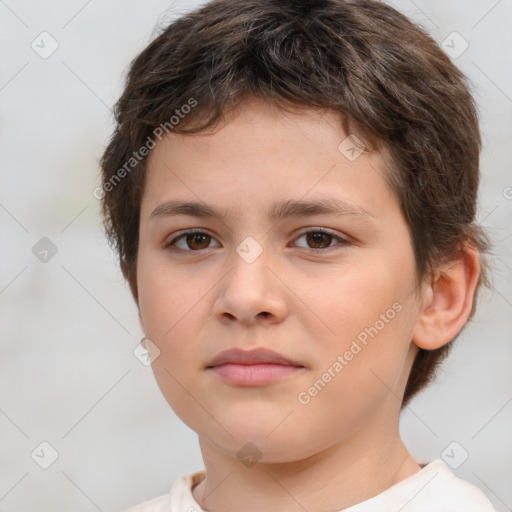 Neutral white child female with short  brown hair and brown eyes