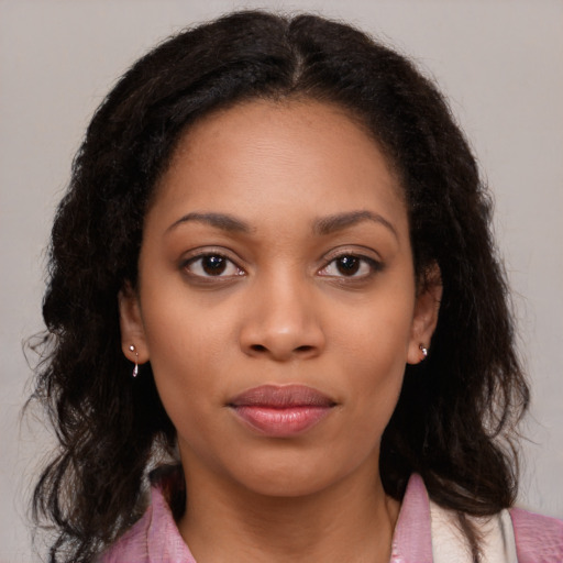 Neutral asian young-adult female with medium  brown hair and brown eyes