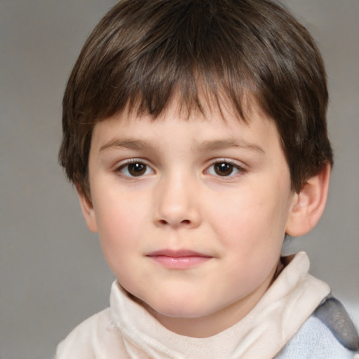 Neutral white child male with short  brown hair and brown eyes