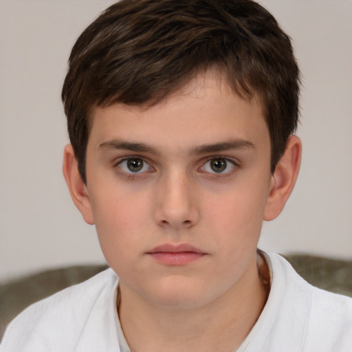 Neutral white child male with short  brown hair and brown eyes