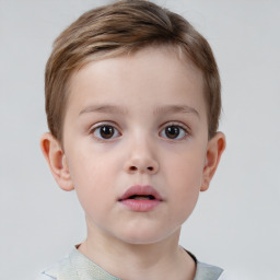 Neutral white child male with short  brown hair and brown eyes