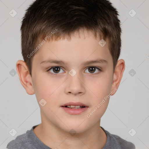 Neutral white child male with short  brown hair and brown eyes