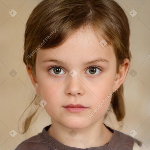 Neutral white child female with medium  brown hair and brown eyes