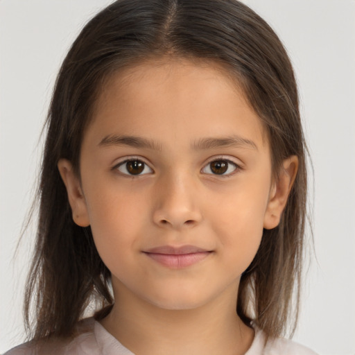 Neutral white child female with medium  brown hair and brown eyes