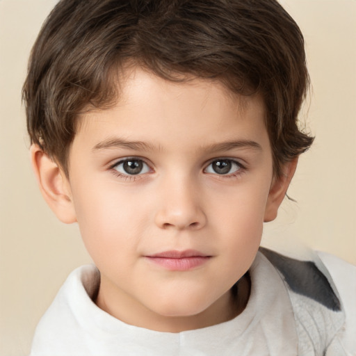 Neutral white child male with short  brown hair and brown eyes