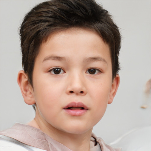 Neutral white child male with short  brown hair and brown eyes