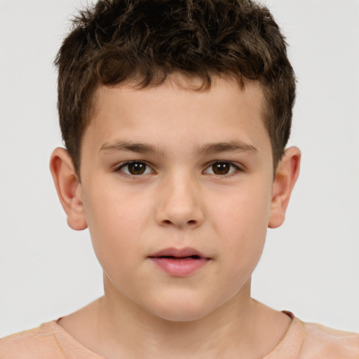 Neutral white child male with short  brown hair and brown eyes