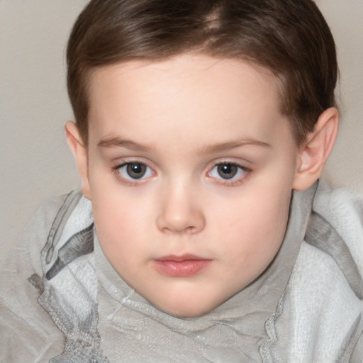 Neutral white child female with short  brown hair and brown eyes