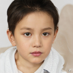 Neutral white child female with short  brown hair and brown eyes