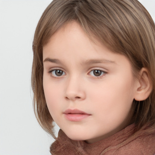 Neutral white child female with medium  brown hair and brown eyes