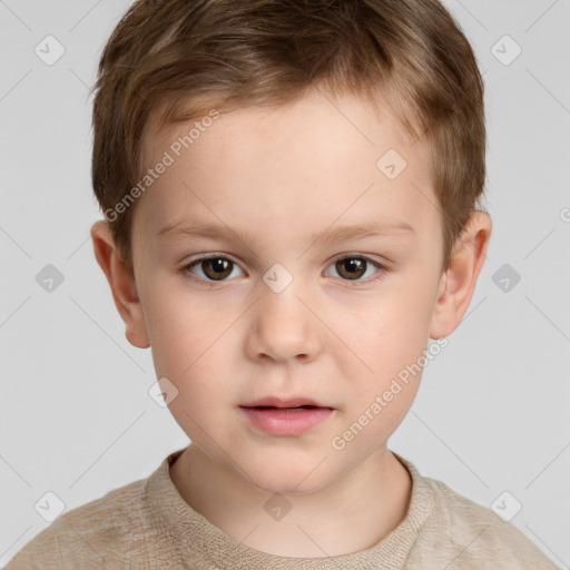 Neutral white child male with short  brown hair and brown eyes