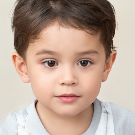 Neutral white child male with short  brown hair and brown eyes