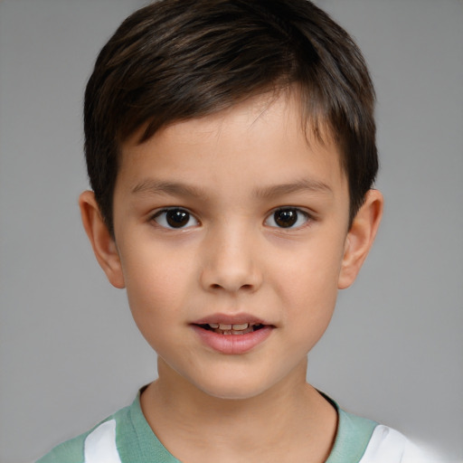 Neutral white child male with short  brown hair and brown eyes