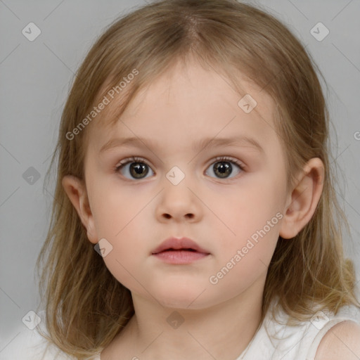 Neutral white child female with medium  brown hair and brown eyes