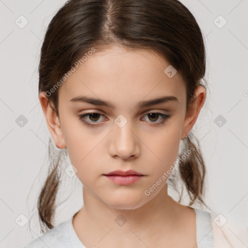 Neutral white child female with medium  brown hair and brown eyes