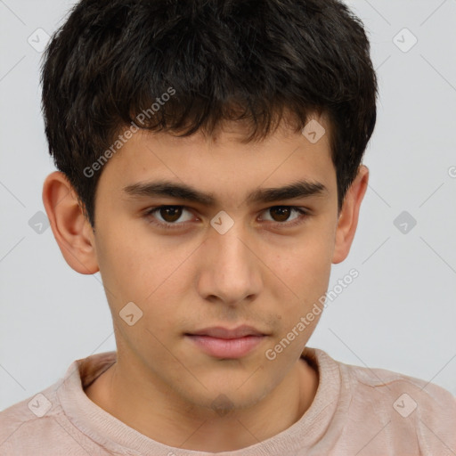 Neutral white child male with short  brown hair and brown eyes